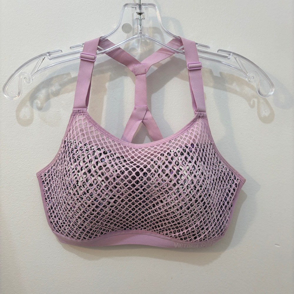 Victoria Sport Victorias Secret Lightweight Max Sports Bra Fishnet Pink 34DD 34E